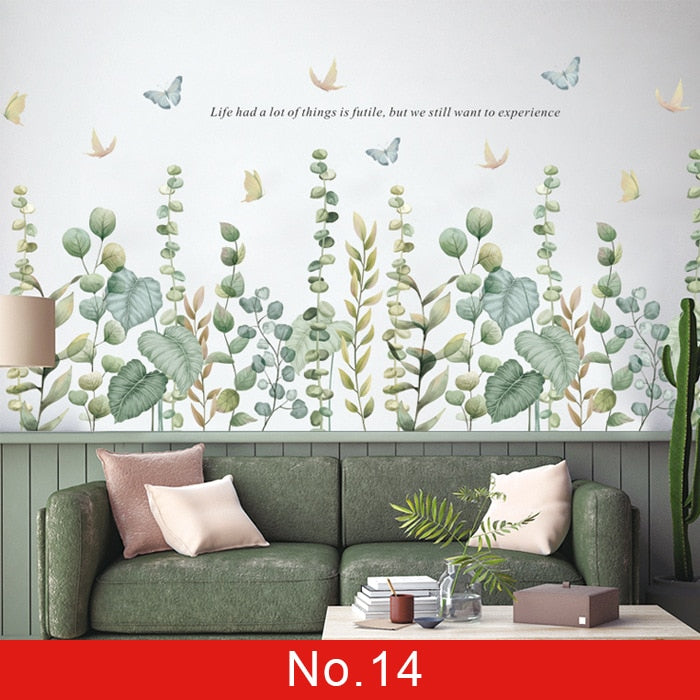 Nordic Green Leafs Wall Sticker