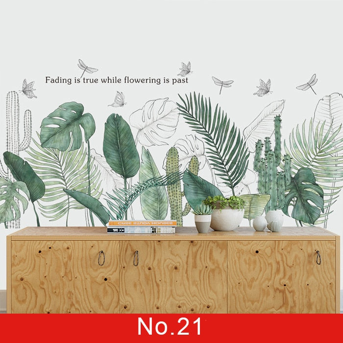 Nordic Green Leafs Wall Sticker