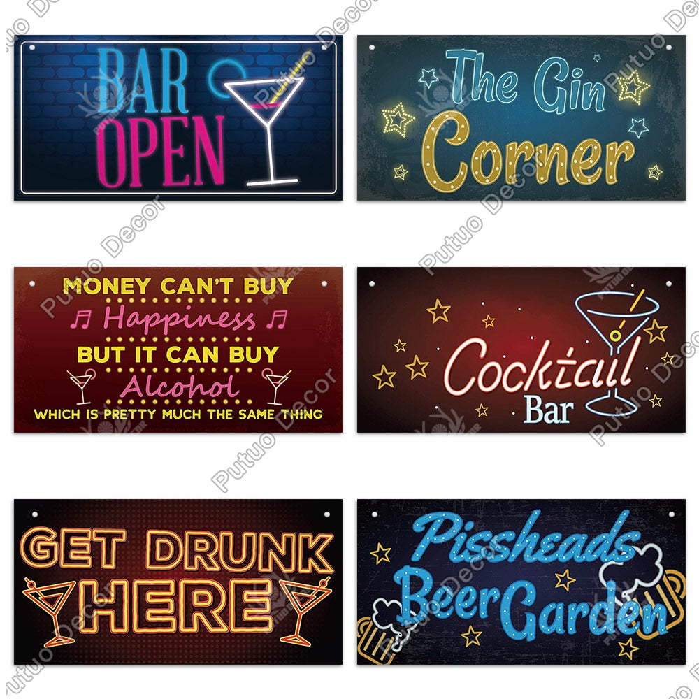 Putuo Decor Bar Signs Wooden Plaques