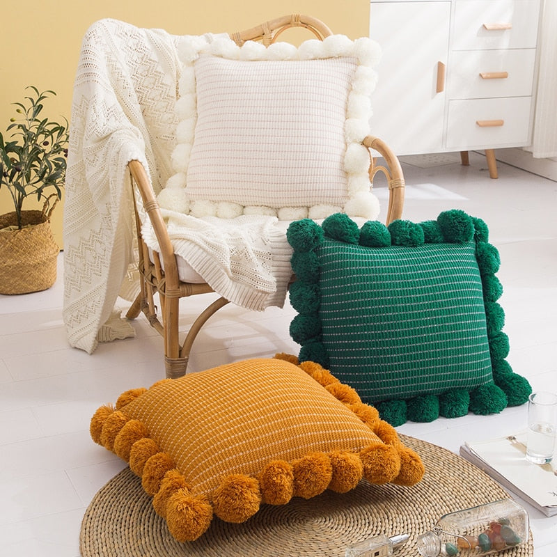 Pompom Pillow Covers