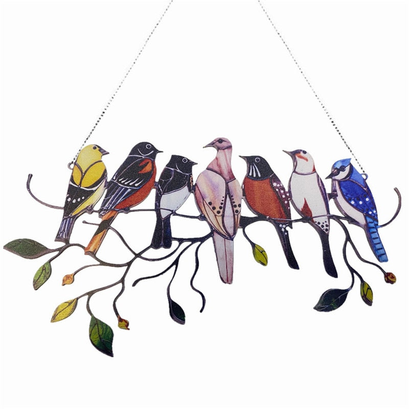 Colored Window Birds