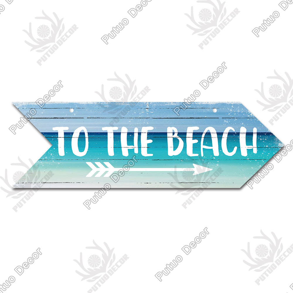 Putuo Decor Beach Arrow Wooden Plaques