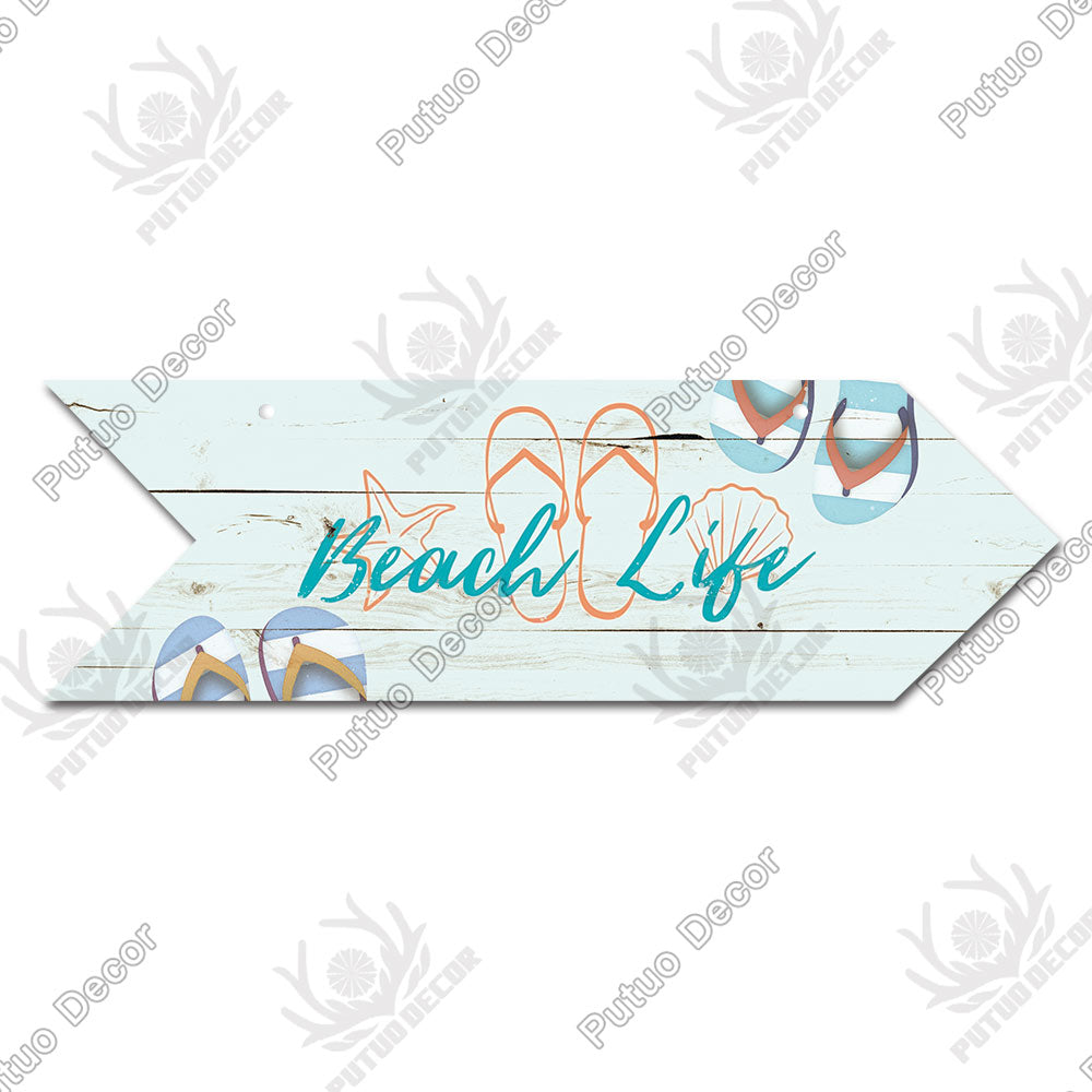 Putuo Decor Beach Arrow Wooden Plaques