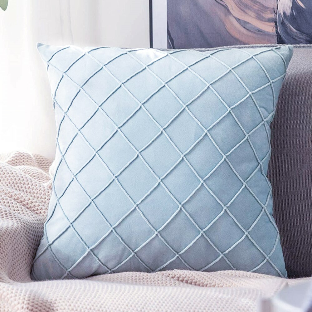 Plaid Velvet Pillow Cover