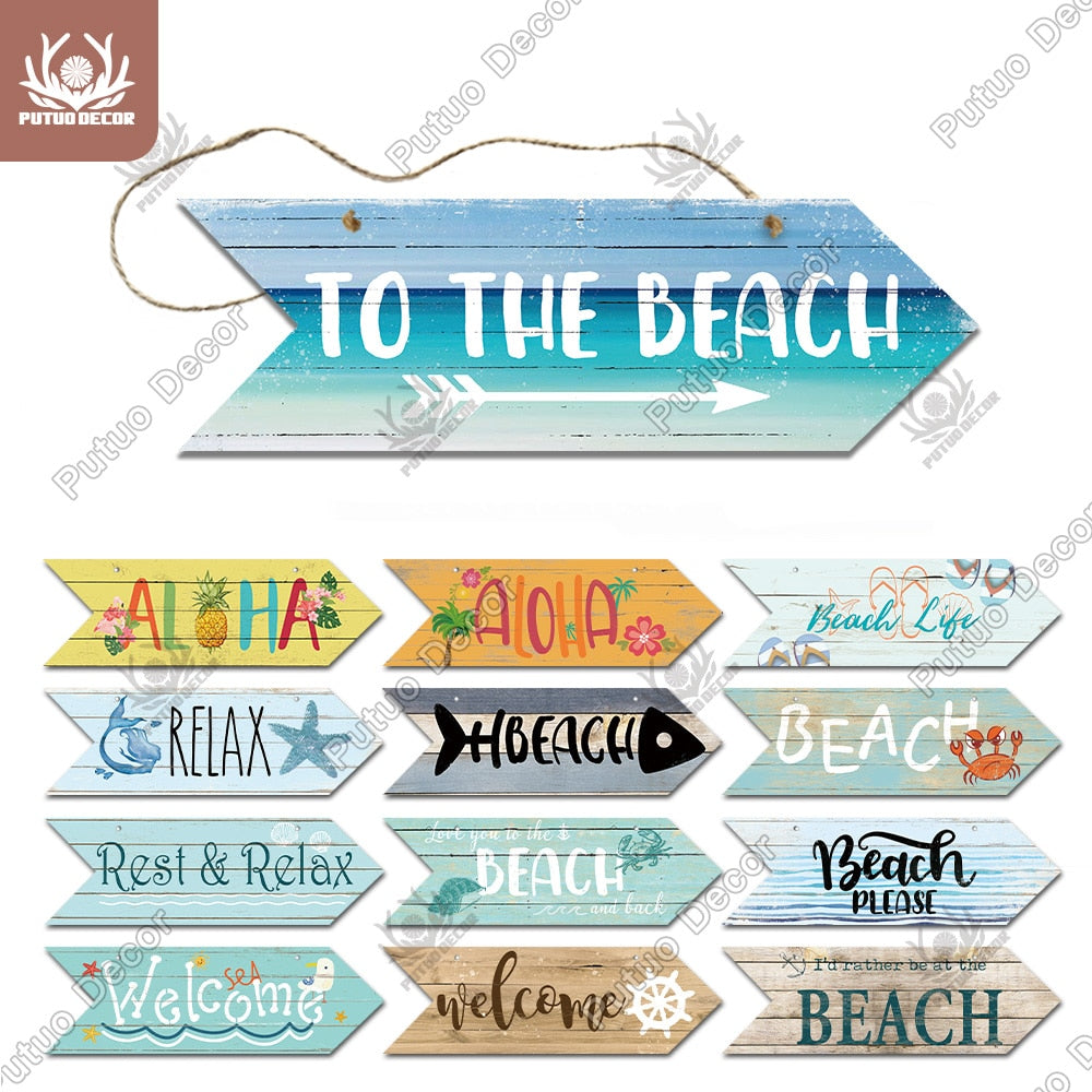 Putuo Decor Beach Arrow Wooden Plaques