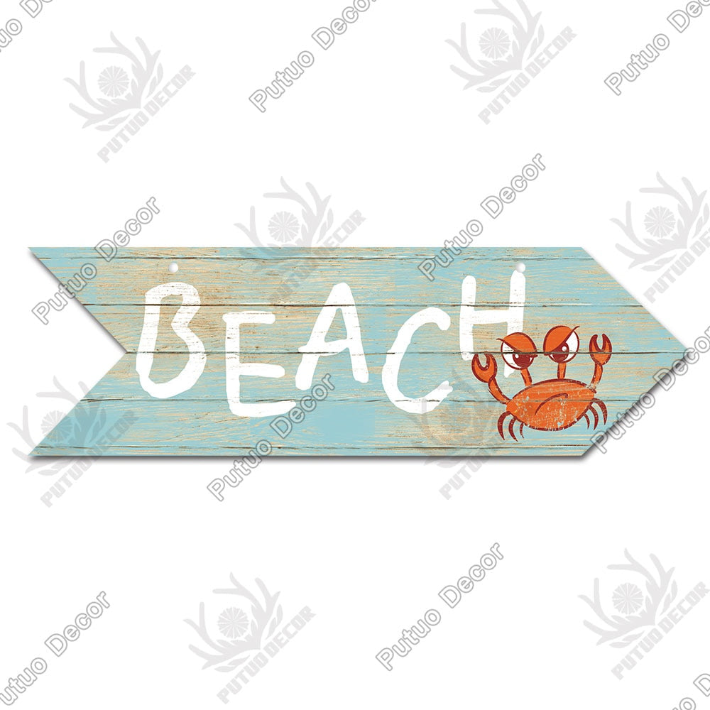 Putuo Decor Beach Arrow Wooden Plaques