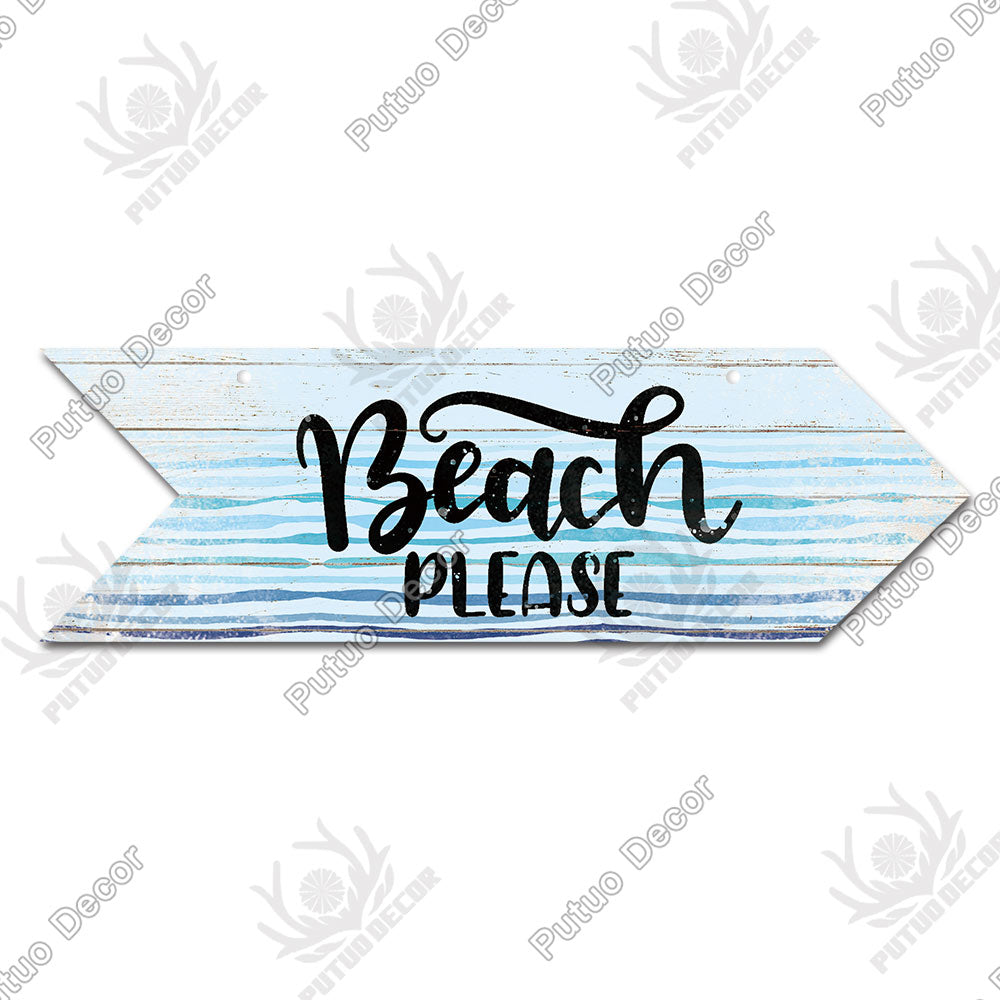 Putuo Decor Beach Arrow Wooden Plaques