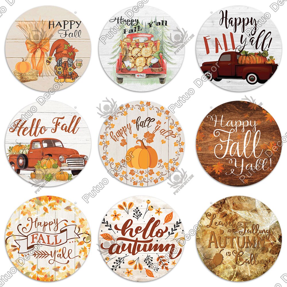 Putuo Decor Fall Round Wooden Plaques