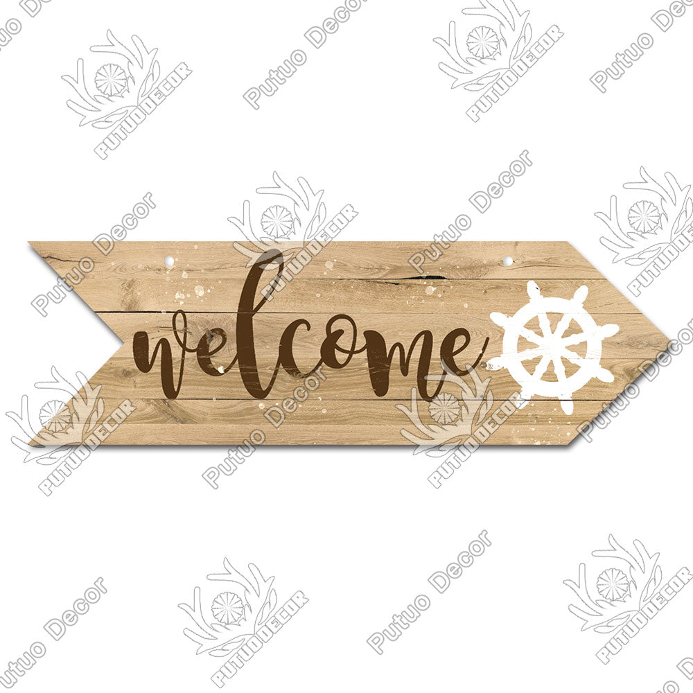 Putuo Decor Beach Arrow Wooden Plaques