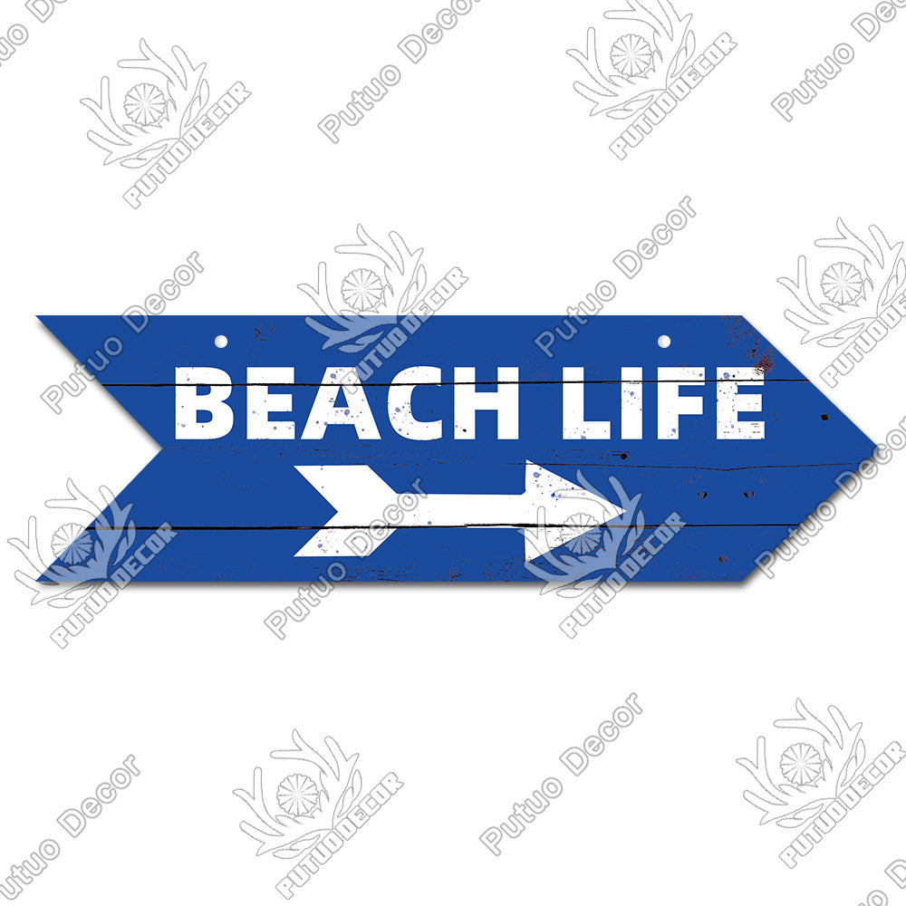 Putuo Decor Beach Arrow Wooden Plaques