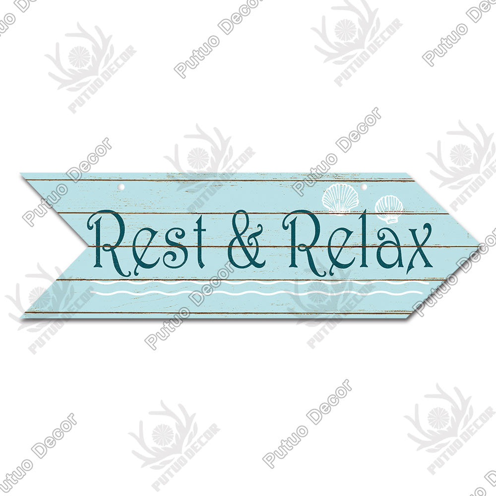 Putuo Decor Beach Arrow Wooden Plaques