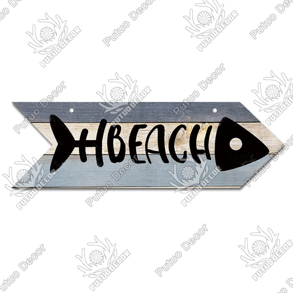 Putuo Decor Beach Arrow Wooden Plaques