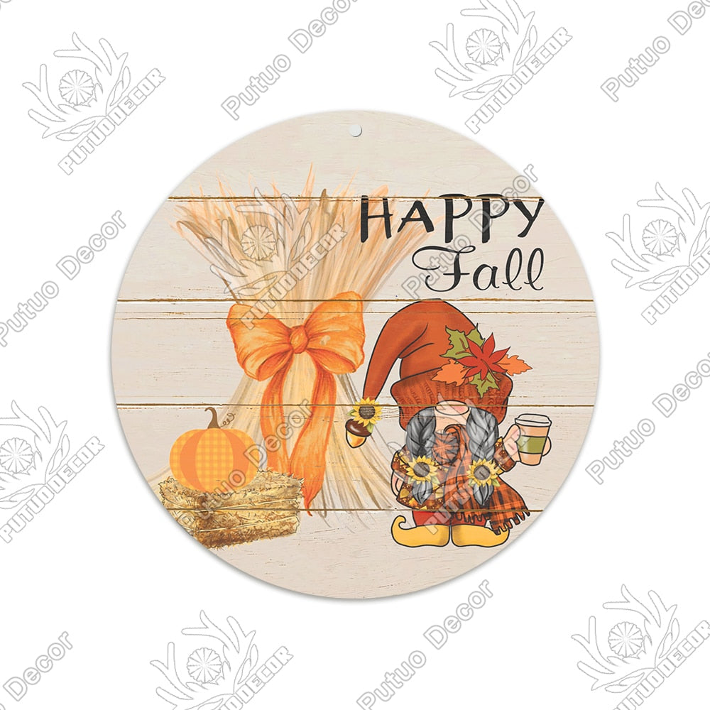 Putuo Decor Fall Round Wooden Plaques