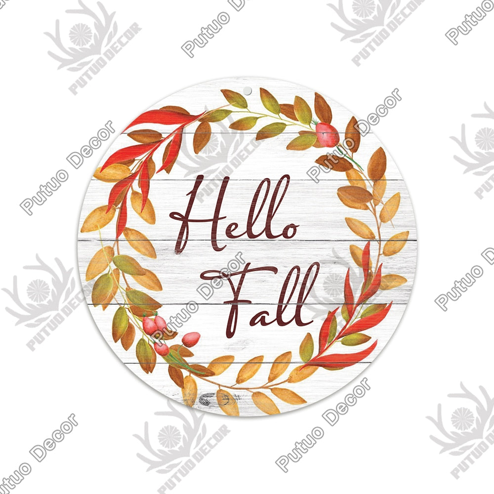 Putuo Decor Fall Round Wooden Plaques