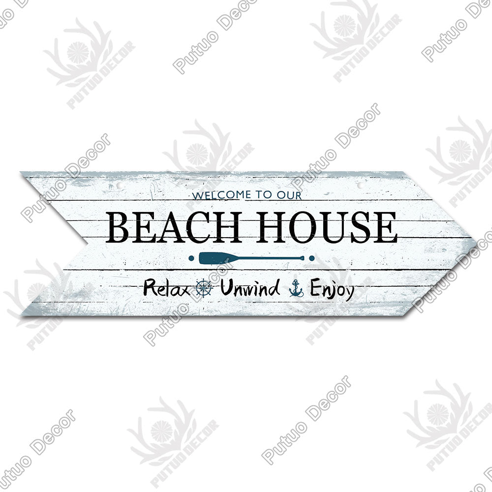 Putuo Decor Beach Arrow Wooden Plaques