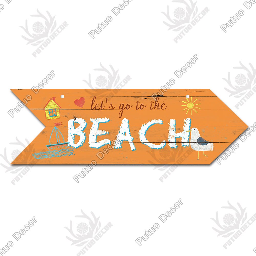 Putuo Decor Beach Arrow Wooden Plaques