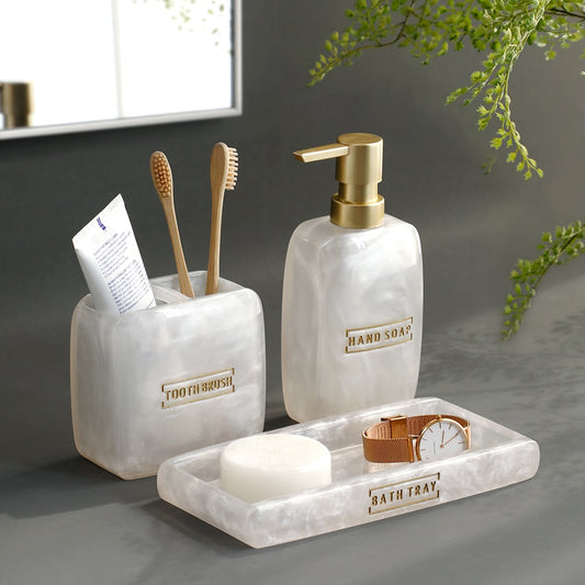 Bathroom Accessories Set White Pearl