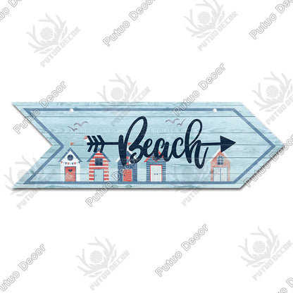 Putuo Decor Beach Arrow Wooden Plaques