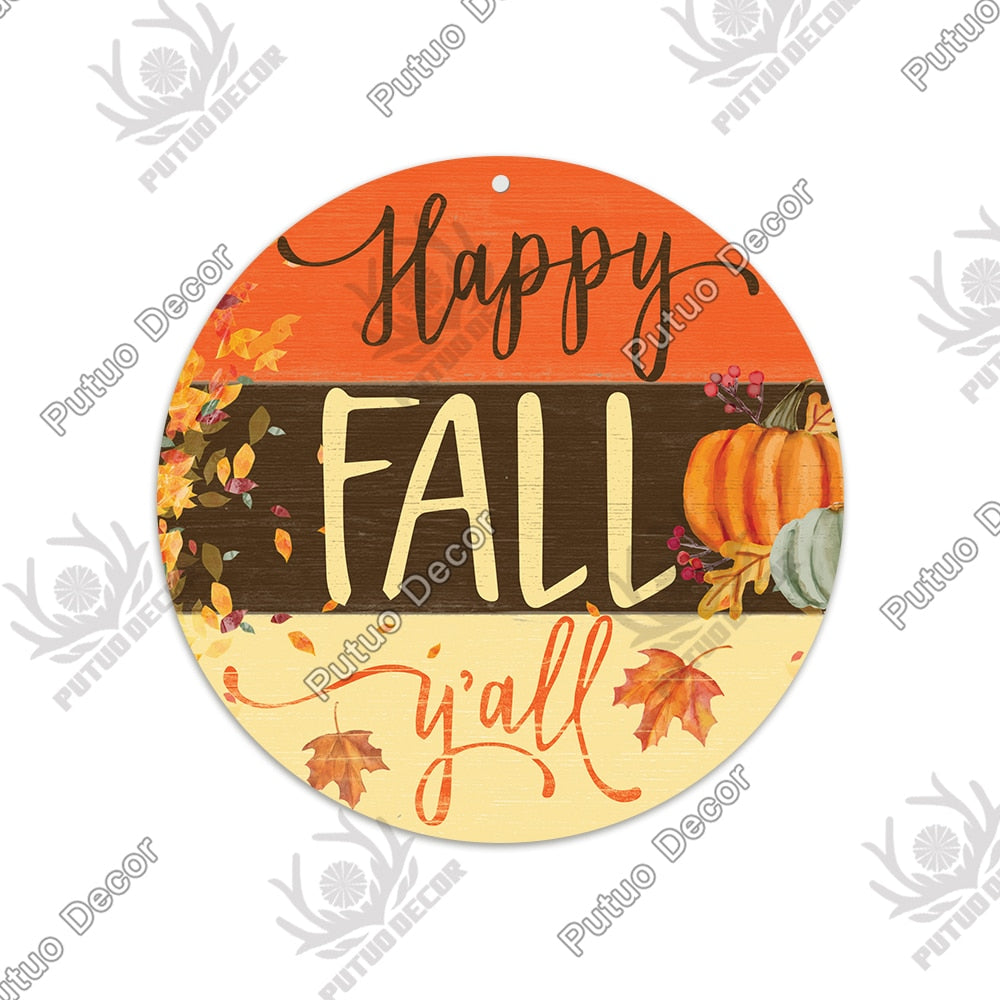 Putuo Decor Fall Round Wooden Plaques